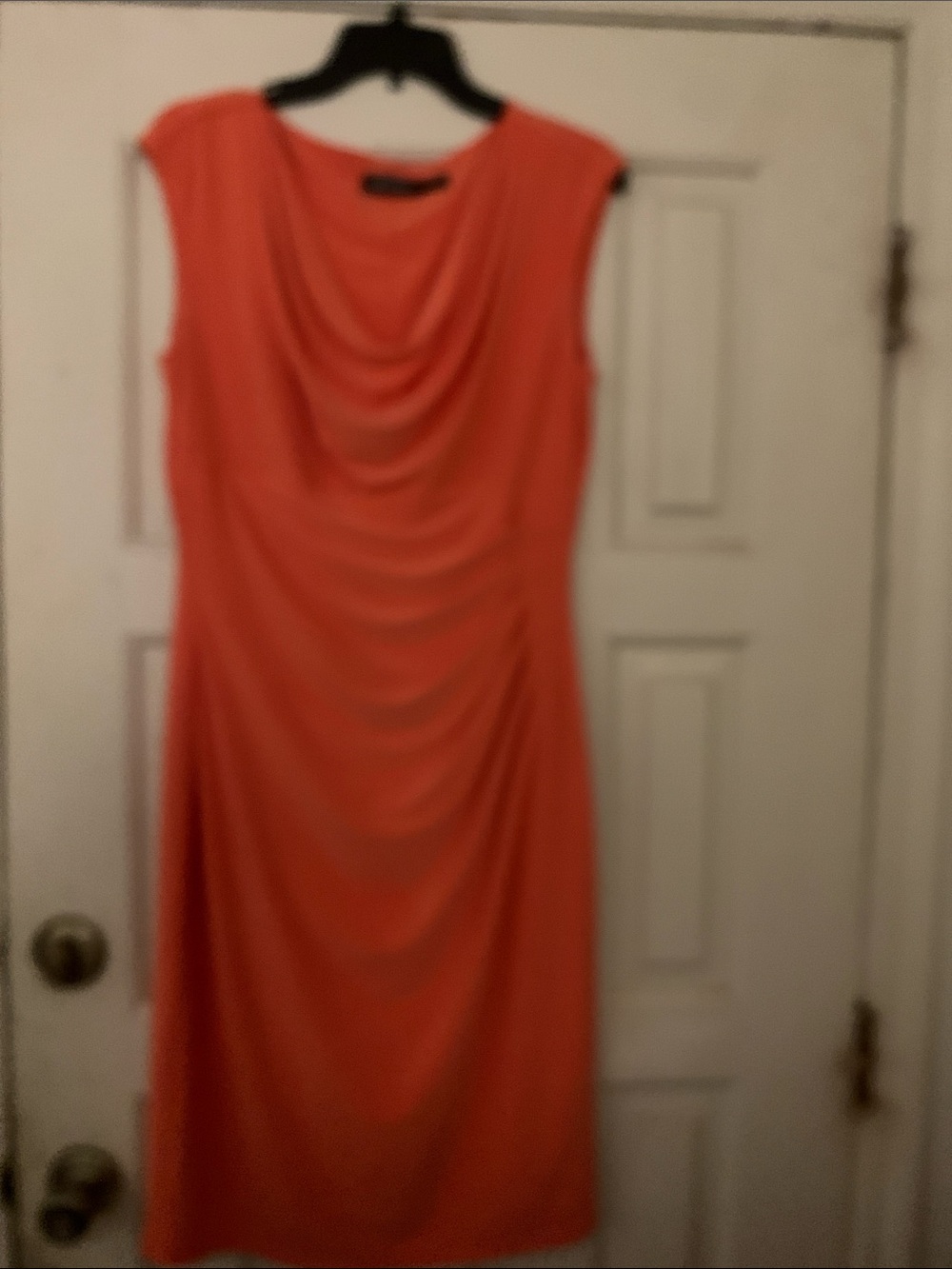 Ralph Lauren Coral Draped Sleeveless Midi Dress